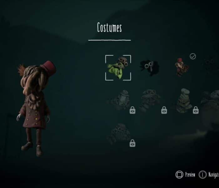 Little Nightmares 3 – Extras Menu: Alone’s Green, Black and Red Costumes Appearance | Playstation