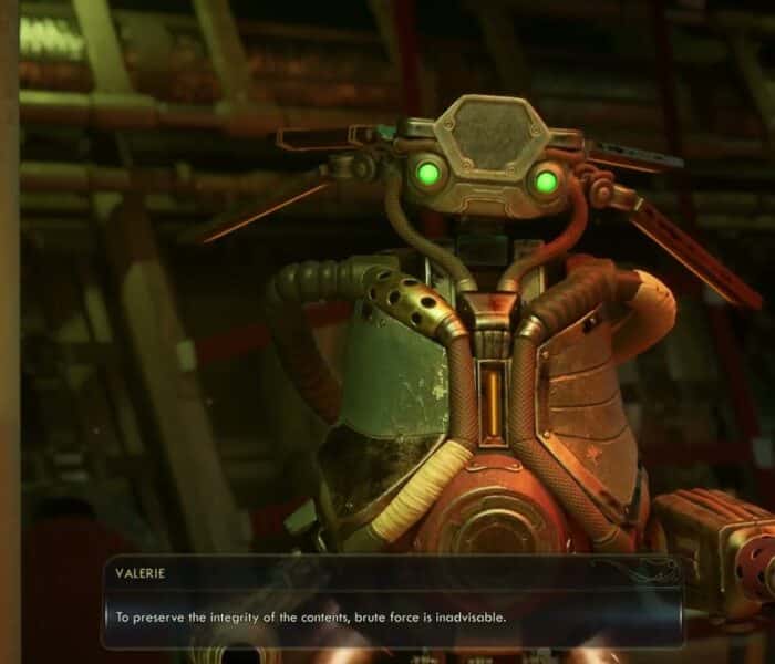 The Outer Worlds 2 – A Healthy Improvement: Talk To Valorie About Lockboxes (Gives Decryption Key)