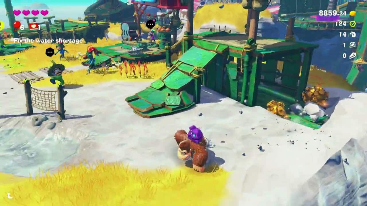 Donkey Kong Bananza – Lagoon Layer SL 101: Collect Balloons & Fossils | Talk To Monkey About Pillars