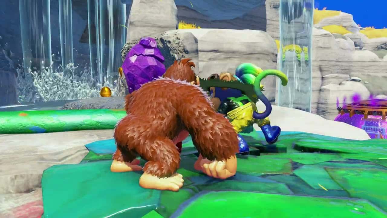 Donkey Kong Bananza – Lagoon Layer: Fix The Water Shortage: Defeat The Crockoid | Destroy The Stake