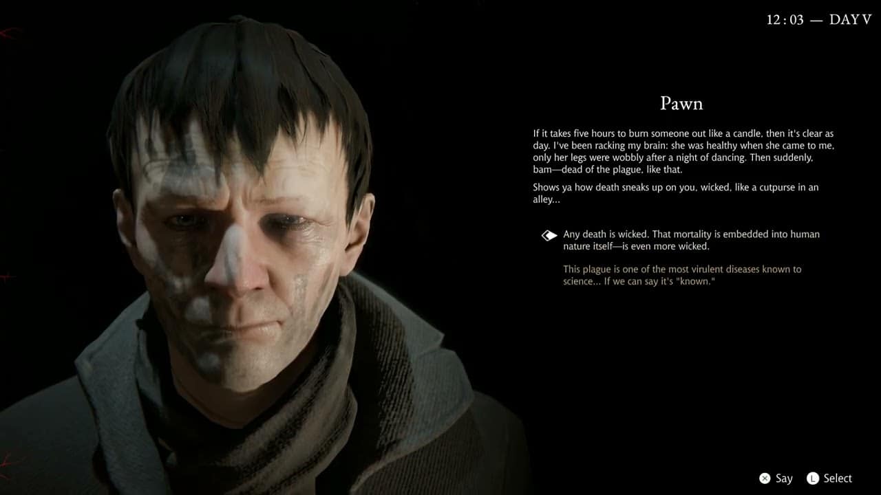 Pathologic 3 – Day V: Talk To Pawn About His Dead Wife and Rubin’s Location Dialogue Tree | Gameplay