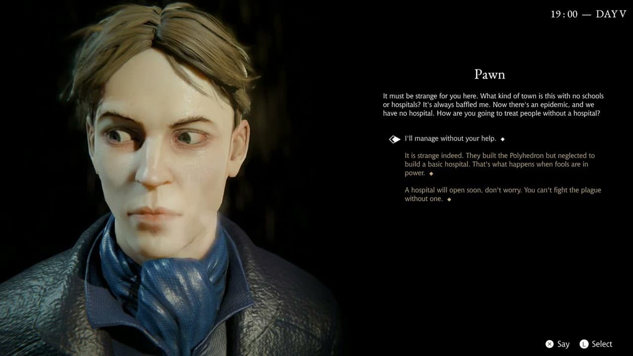 Pathologic 3 – Day V: Dead End: Bridge Square: Talk To Pawns and Doghead Toby About Grief, Pub etc