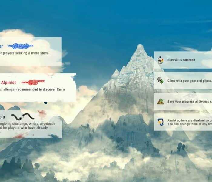 Cairn – Starting Difficulty Option Descriptions: Explorer, Alpinist and Free Solo | Playstation