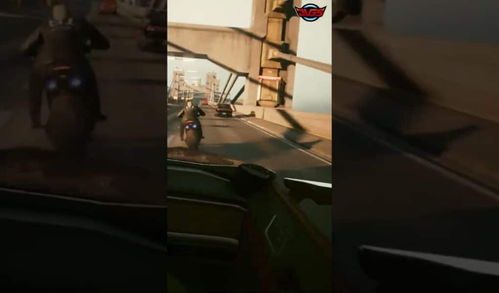 Cyberpunk 2077 Chase: Explosions, Gunfire & Red Eyed Motorcyclists! #shorts