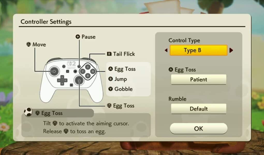 Yoshi and The Mysterious Book – Switch 2 Pro Controller Default Settings