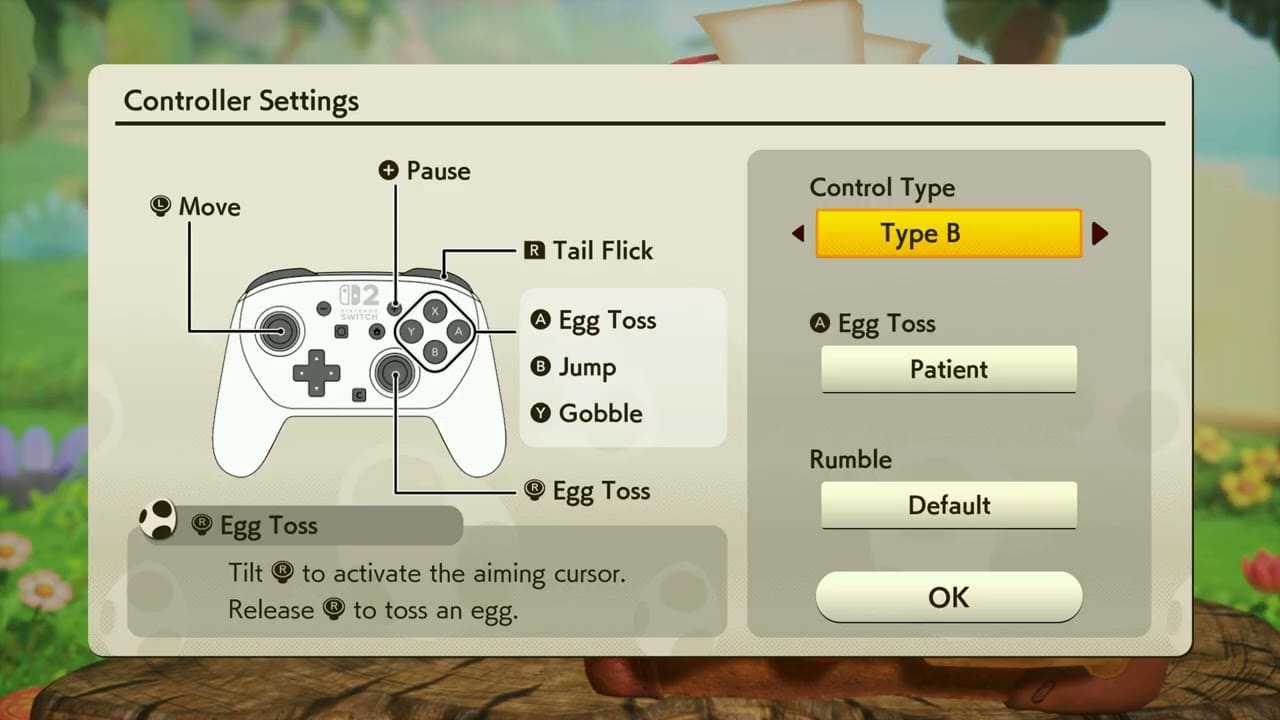 Yoshi and The Mysterious Book – Switch 2 Pro Controller Default Settings