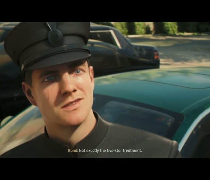 007 First Light – En Route: Park The Car: Bond Waits in Car Park | Sees Blond Bellhop Man Cutscene
