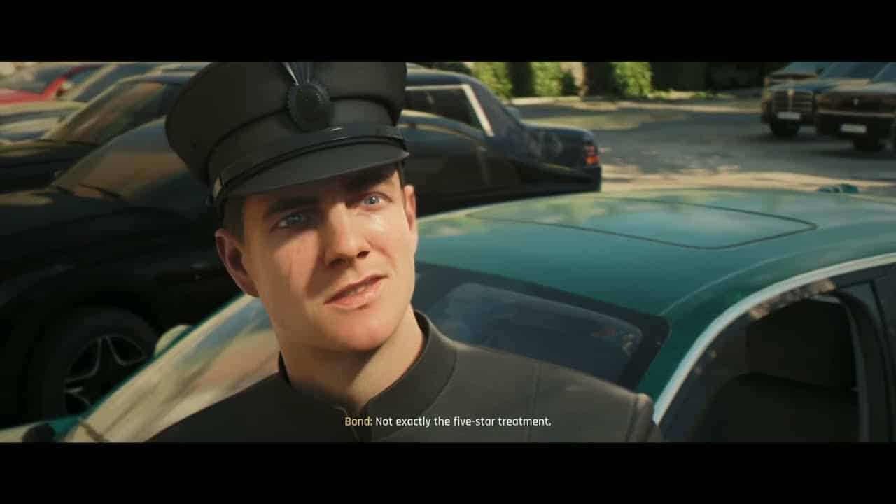 007 First Light – En Route: Park The Car: Bond Waits in Car Park | Sees Blond Bellhop Man Cutscene