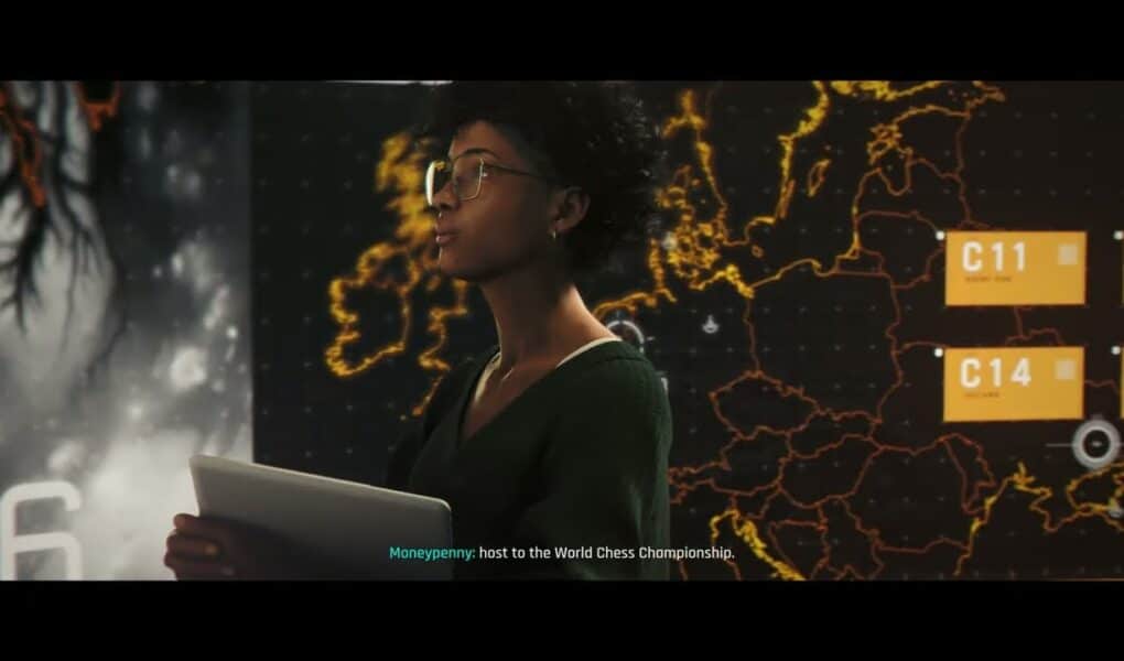 007 First Light – A Night Out: Operations: Moneypenny “Grand Carpathian Hotel” Briefing Cutscene