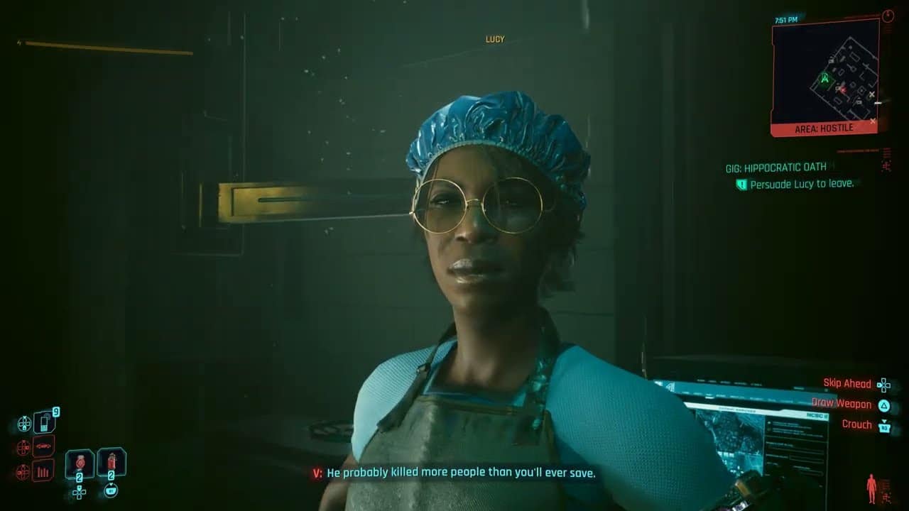 Cyberpunk 2077 – Gig: Hippocratic Oath: Find and Persuade Lucy To Leave Gameplay | PS5 Pro