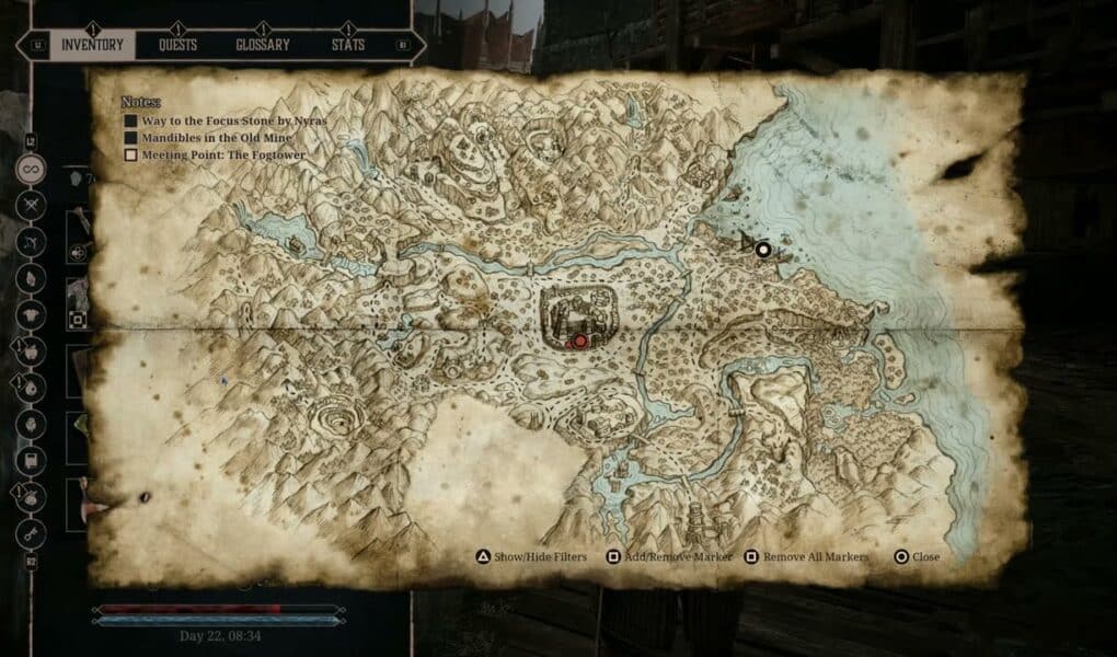 Gothic Remake – Chapter 3 The Water Mages Plan: Map with Marked Lighthouse