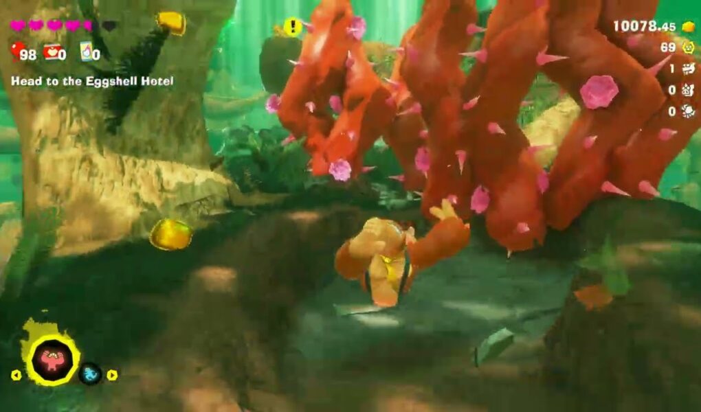 Donkey Kong Bananza – Forest Layer SL600: Talk with NPCs Reach Back Leap Point | Masticatoids