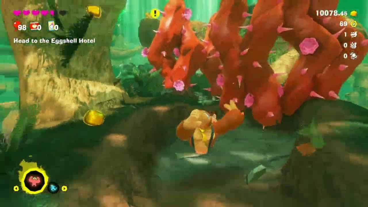 Donkey Kong Bananza – Forest Layer SL600: Talk with NPCs Reach Back Leap Point | Masticatoids