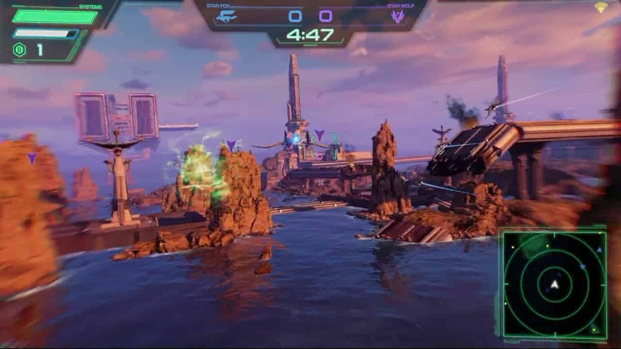 Star Fox – Battle Mode (Online) Corneria Battle For The Bay: Capture Satellite Towers Gameplay