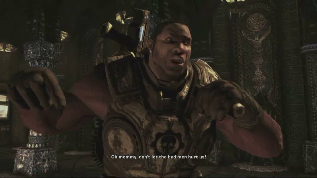 Gears of War 2 – Act 4: Cole Train Grabs Mic Tells Queen Myrrah Off | Adam Fenix Message Cutscene