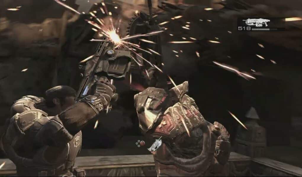 Gears of War 2 – Act 5: Make It To The Bottom of The Sink Hole Action Set piece Gameplay Sequence