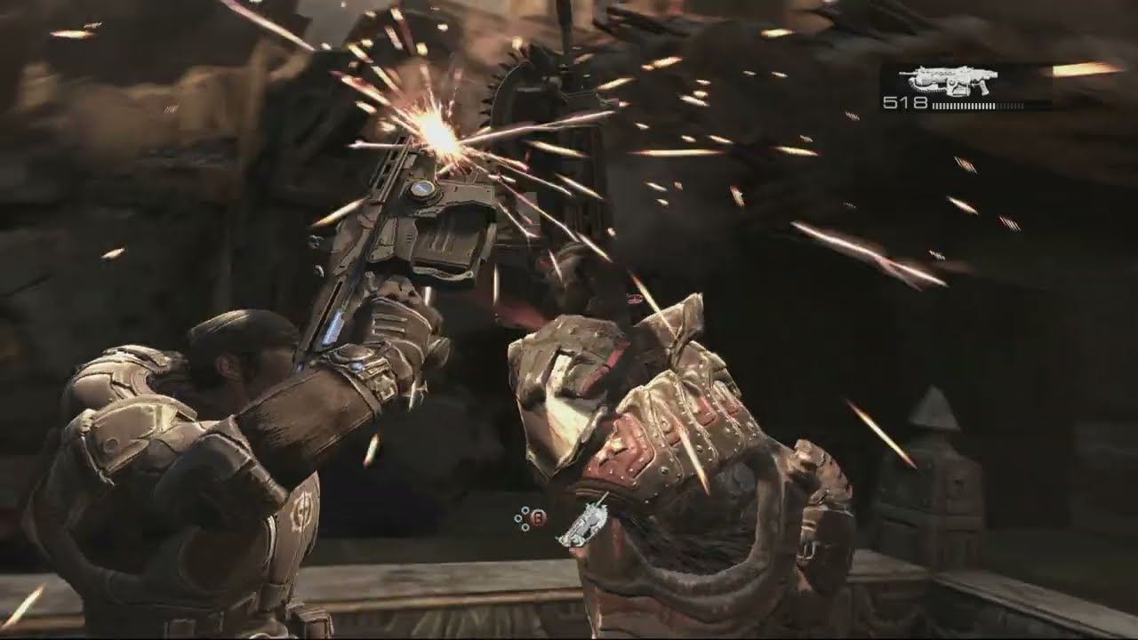 Gears of War 2 – Act 5: Make It To The Bottom of The Sink Hole Action Set piece Gameplay Sequence