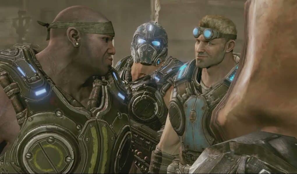 Gears of War 3 – Act 1: Head To Warehouse: Stranded Shoots Clayton Carmine | Talk To Lady Cutscene