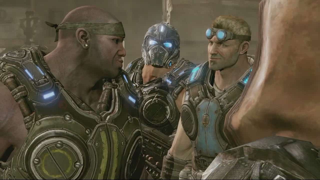 Gears of War 3 – Act 1: Head To Warehouse: Stranded Shoots Clayton Carmine | Talk To Lady Cutscene