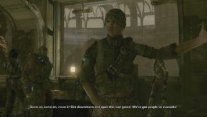 Gears of War 3 – Act 1 Chapter 5 MVP: Talk To The Leader of The Hanover Stranded Cutscene