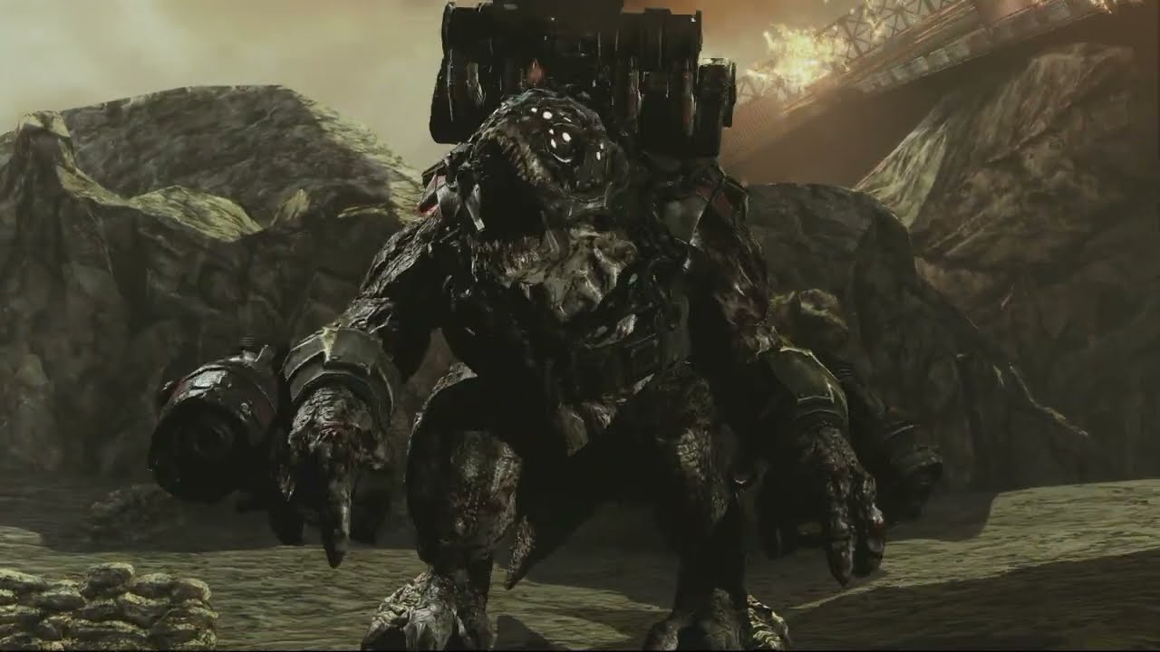 Gears of War 3 – Act 2: Defend Against Attacking Locust Destroy The Savage Brumak Gameplay