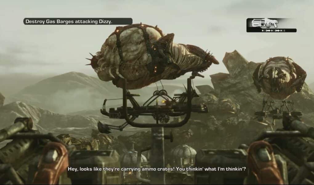 Gears of War 3 – Act 2: Destroy The Gas Barges Attacking Dizzy | Marcus, Dizzy Chat “Hangers On Ya!”