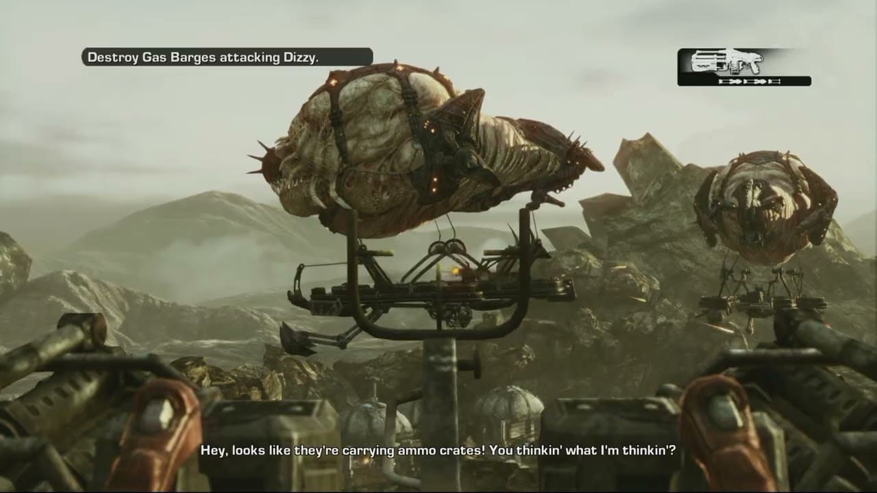 Gears of War 3 – Act 2: Destroy The Gas Barges Attacking Dizzy | Marcus, Dizzy Chat “Hangers On Ya!”