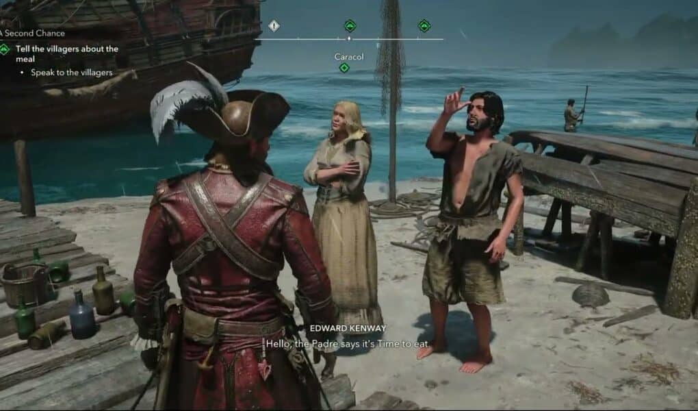 Assassin’s Creed Black Flag Resynced – A Second Chance: Tell The Villagers About The Meal Gameplay