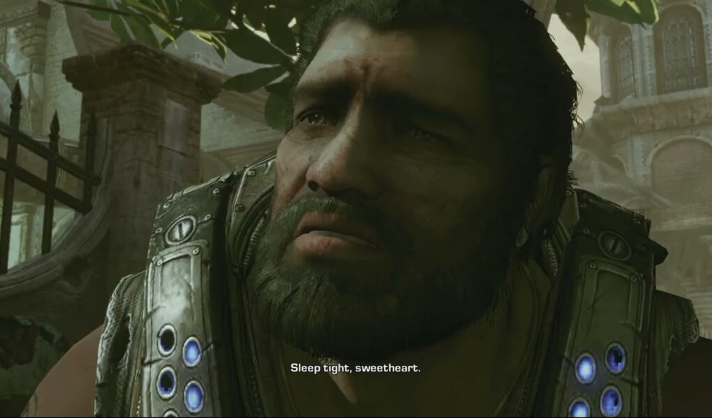 Gears of War 3 – Act 3: Reach Fuel Pumps: Dominic Santiago Hangs COG Tag on Gravestone Cutscene