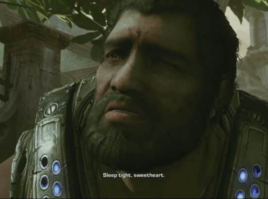 Gears of War 3 – Act 3: Reach Fuel Pumps: Dominic Santiago Hangs COG Tag on Gravestone Cutscene
