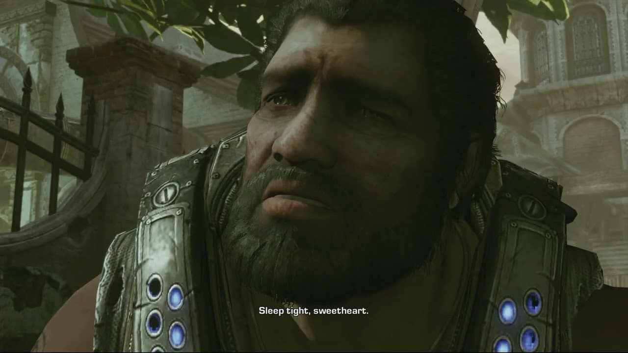 Gears of War 3 – Act 3: Reach Fuel Pumps: Dominic Santiago Hangs COG Tag on Gravestone Cutscene