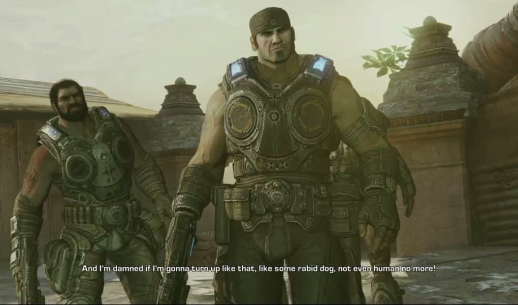Gears of War 3 – Act 3: Ch 4 Ghost Town: Talk To Crazy Man “Stop This Thing From Spreading” Cutscene