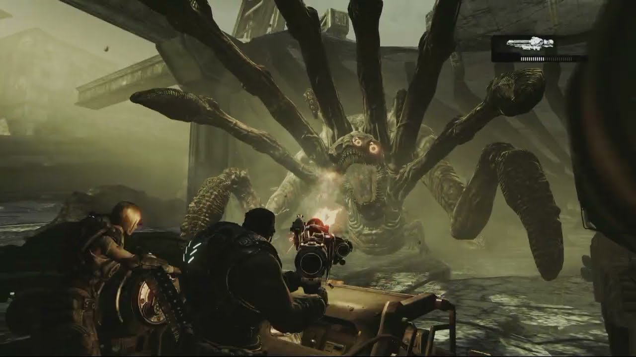 Gears of War 3 – Act 3: Defend the Truck Action Sequence | Fend off Corpsors | Razer Wire The Brumak