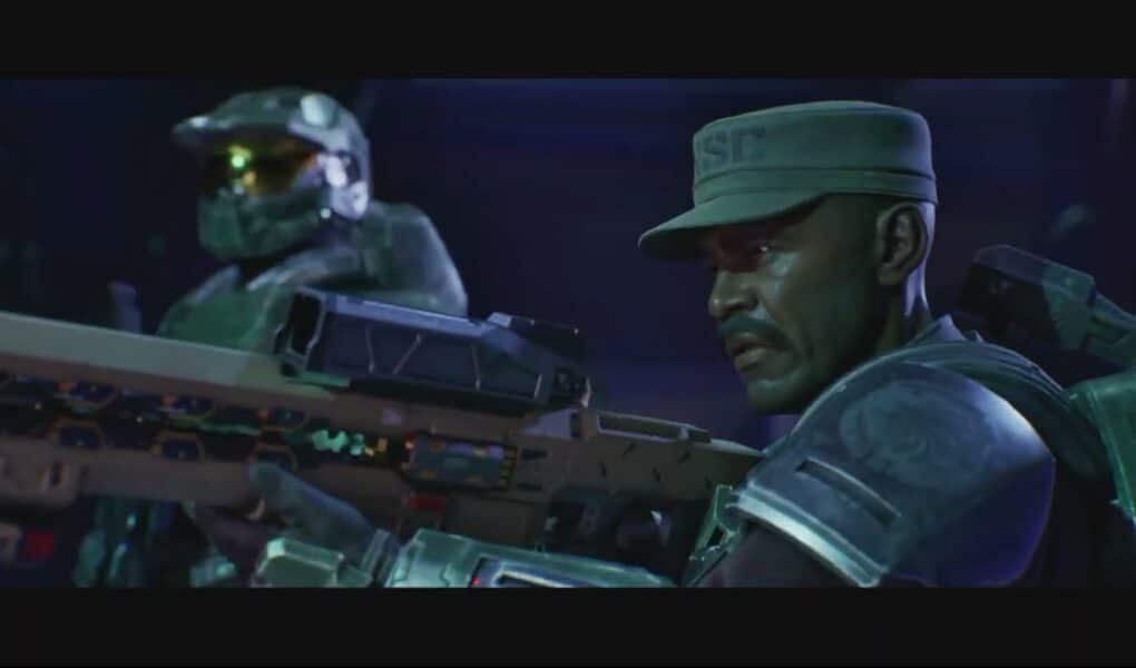 Halo Campaign Evolved – Heavy Burden: Avery Johnson Shoots Harmony on TV Cutscene | Master Chief