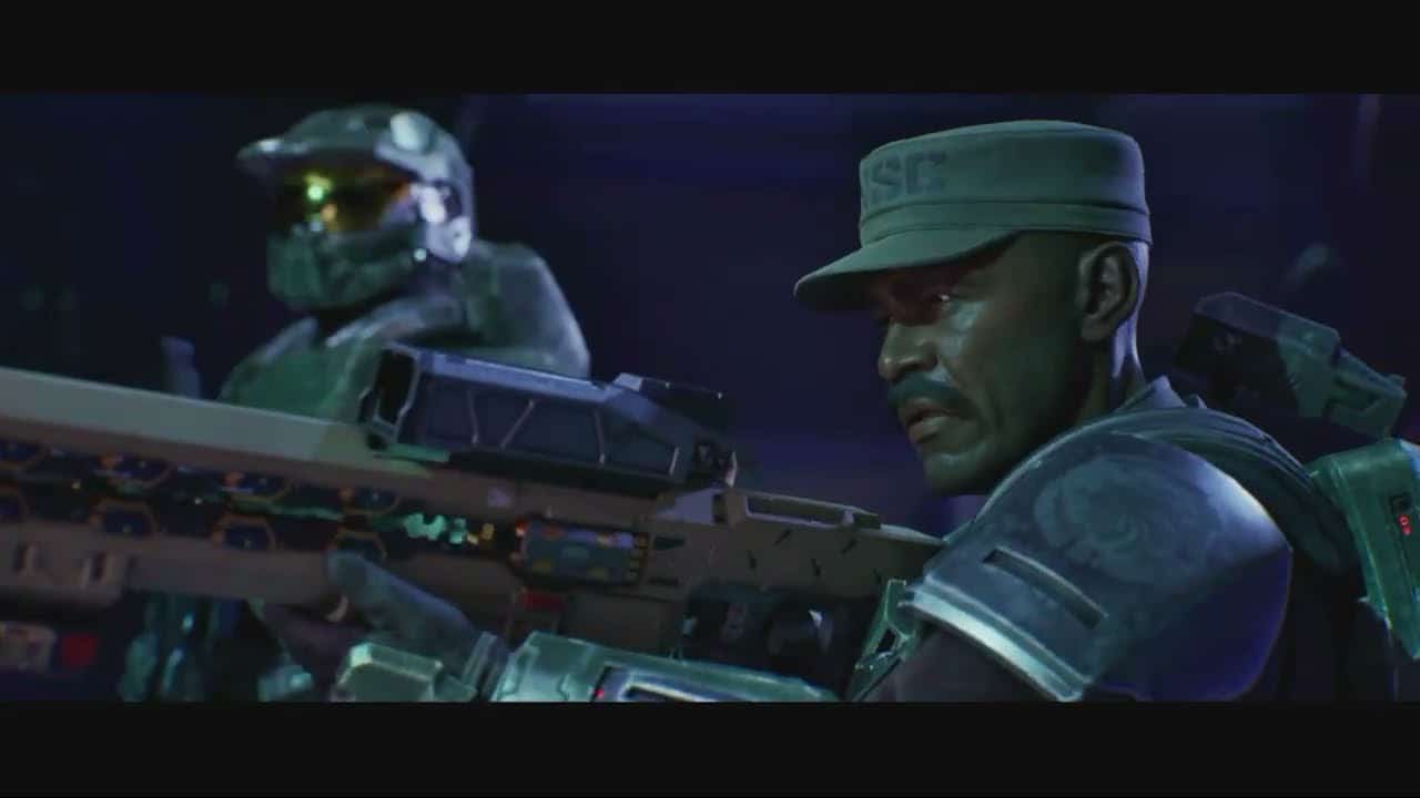 Halo Campaign Evolved – Heavy Burden: Avery Johnson Shoots Harmony on TV Cutscene | Master Chief