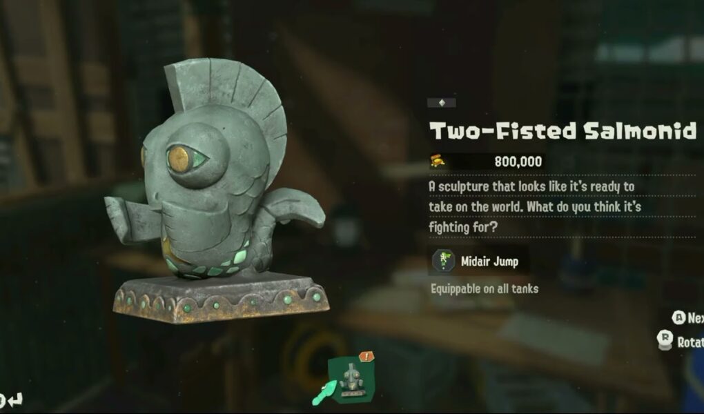 Splatoon Raiders – Ship Hideout: Two Fisted Salmonid Statue (Midair Jump)