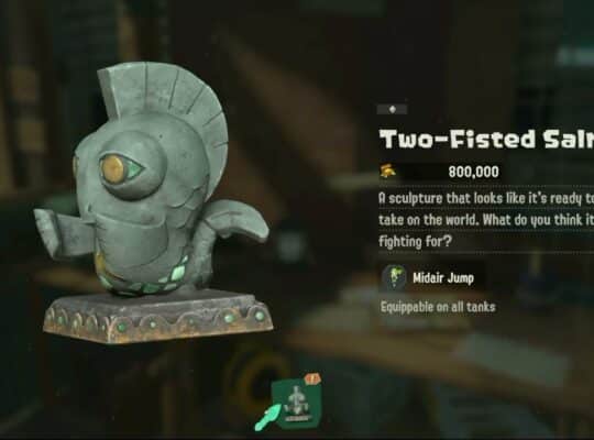 Splatoon Raiders – Ship Hideout: Two Fisted Salmonid Statue (Midair Jump)