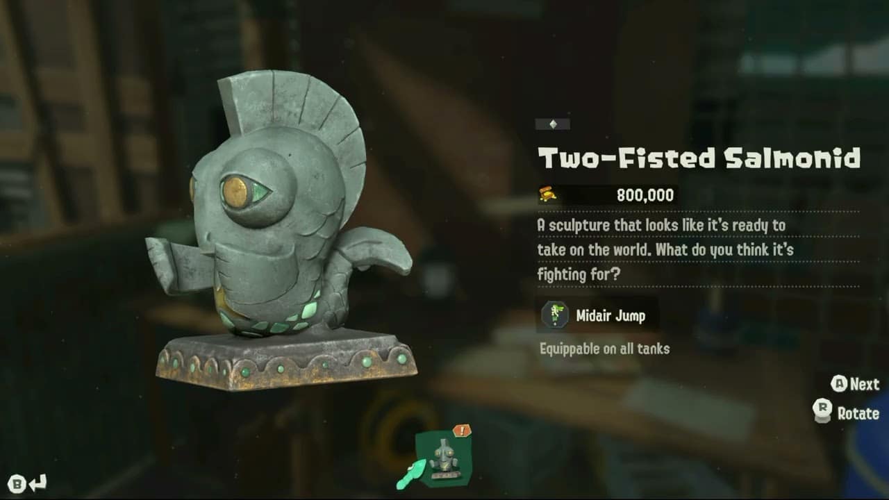 Splatoon Raiders – Ship Hideout: Two Fisted Salmonid Statue (Midair Jump)