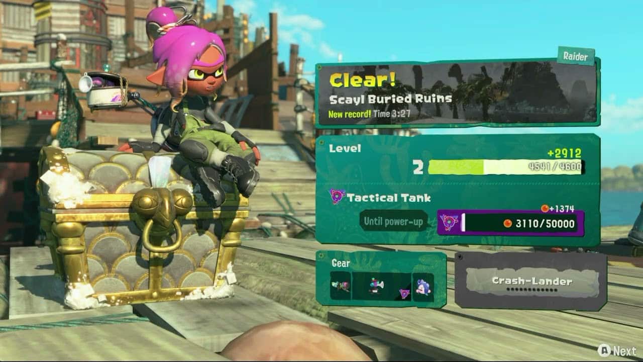 Splatoon Raiders – Scayl Buried Ruins: Spirhalite Islands Fog Clears Cutscene | Stats Clear