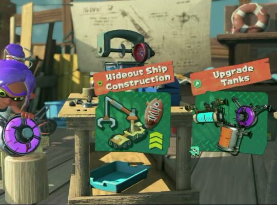 Splatoon Raiders – Hideout Ship: Talk To Deep Cut: Construct Gadget Workshop: Upgrade Gadget Damage