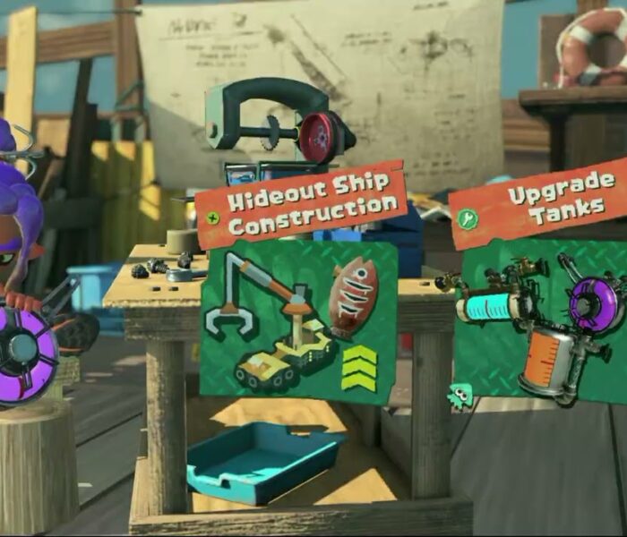 Splatoon Raiders – Hideout Ship: Talk To Deep Cut: Construct Gadget Workshop: Upgrade Gadget Damage