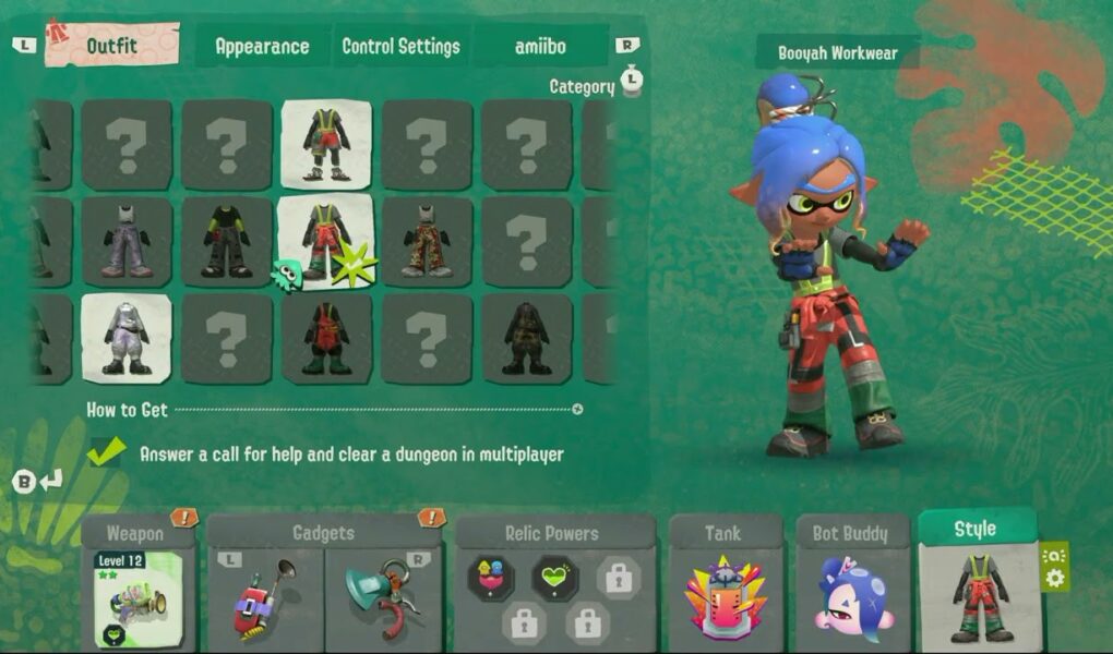 Splatoon Raiders – Booyah Workwear Outfit Appearance