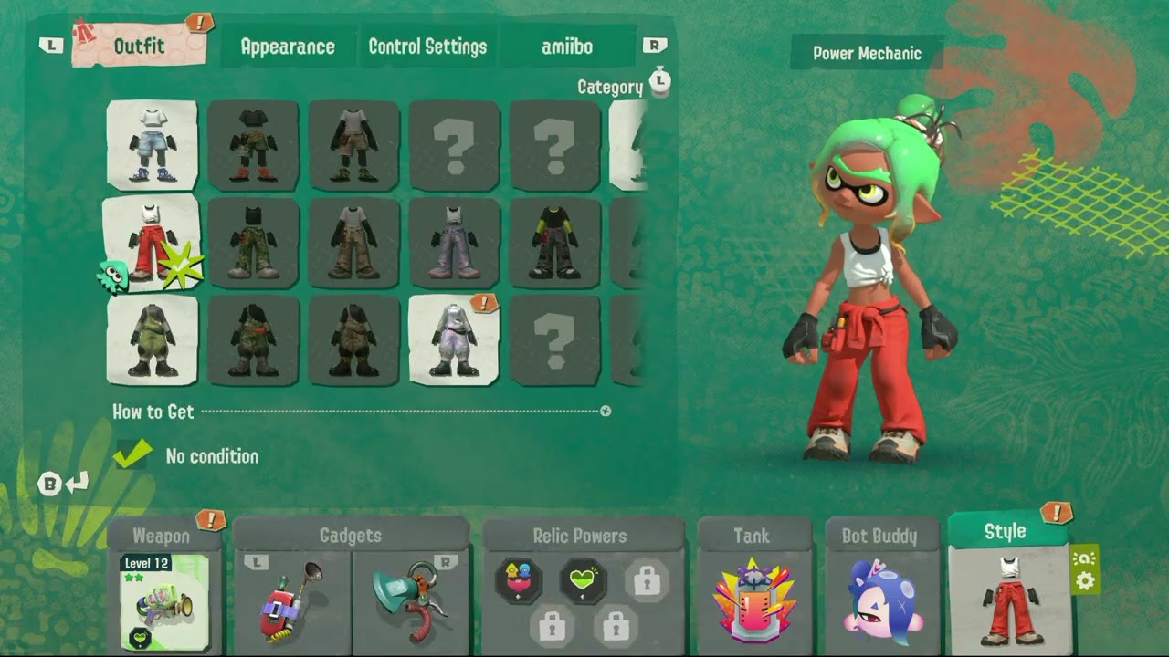 Splatoon Raiders – Hideout Ship: Sparkle Prism Outfit Change Loadout: Weapon and Relics