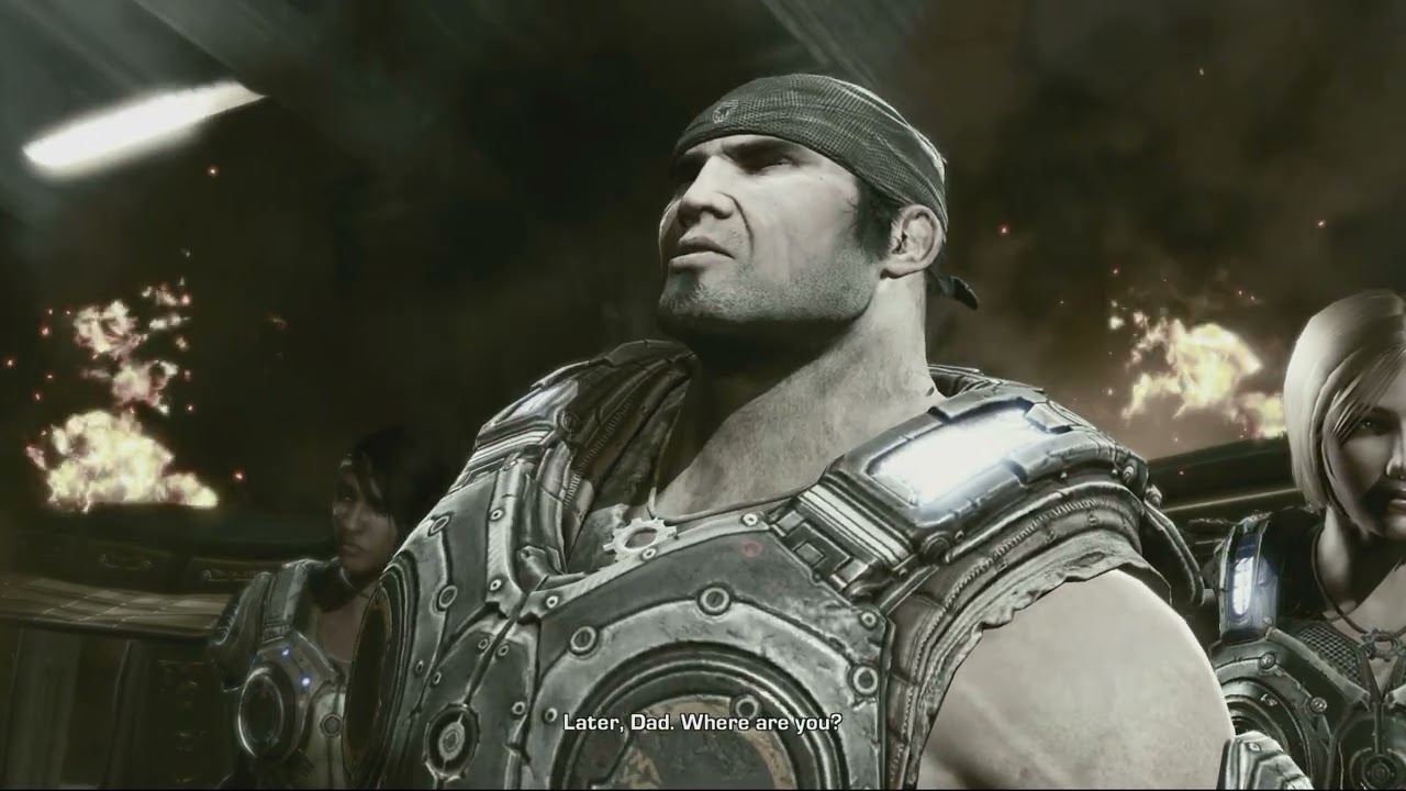 Gears of War 3 – Act 5: Marcus Fenix Talks with Father Adam Fenix After Years Have Past Cutscene