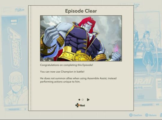 Marvel Tōkon: Fighting Souls – Samurai Outsiders: Episode Clear “Can Now Use Champion” – Message