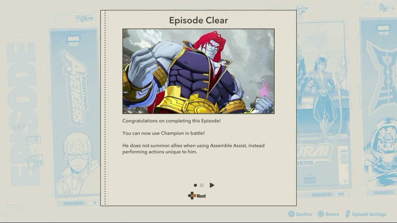 Marvel Tōkon: Fighting Souls – Samurai Outsiders: Episode Clear “Can Now Use Champion” – Message