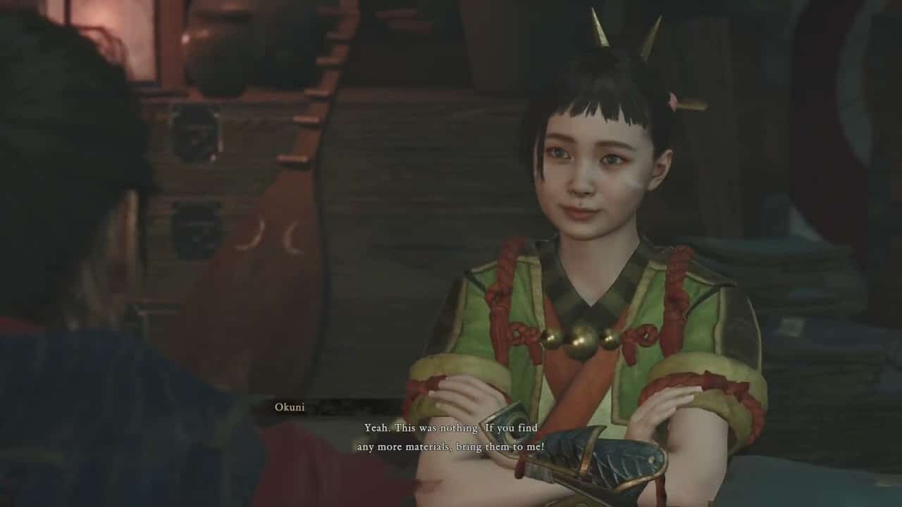 Onimusha: WoTS – Patching Up The Pouch: Hand Over The Materials To Okuni Cutscene | Enhanced Pouch