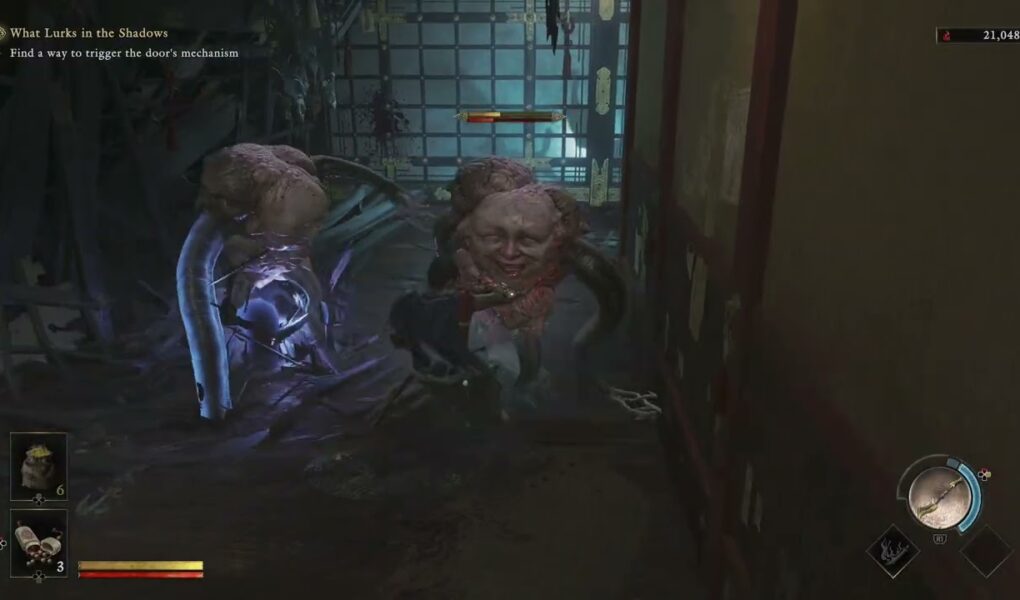 Onimusha: WoTS – What Lurks In The Shadows: “A Door With A Face” Cut Threads |Animals Area | Combat