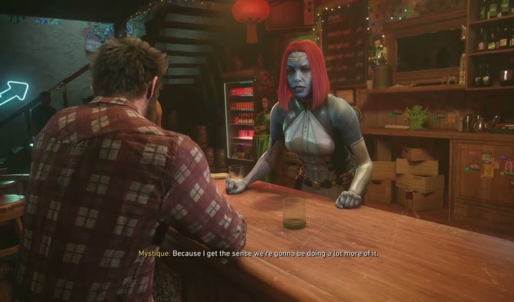 Marvel’s Wolverine – For Our Future: Talk To Raven: Play “Never Have I Ever” with Mystique at Bar