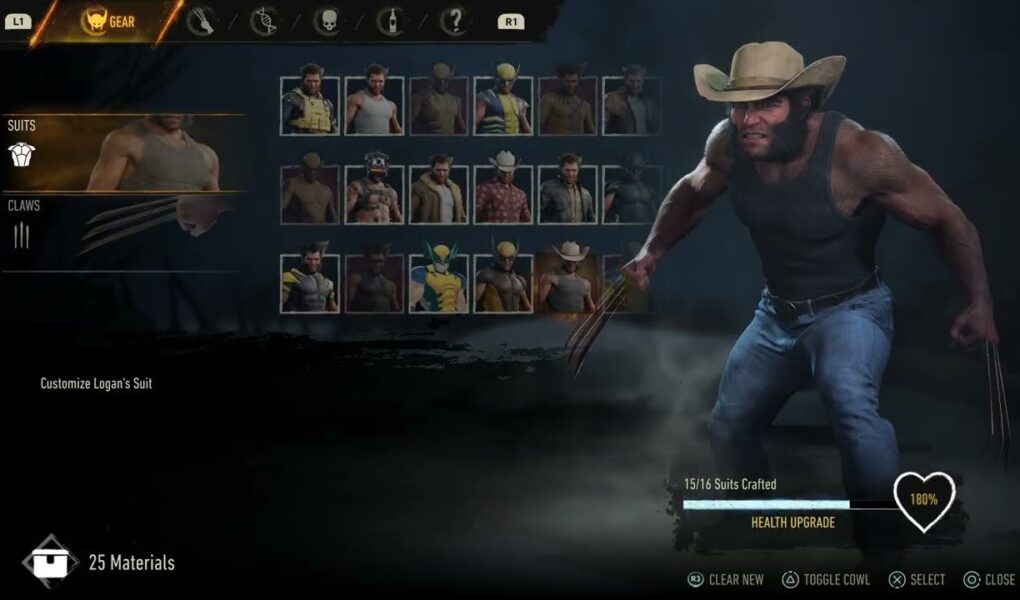 Marvel’s Wolverine – Way Down Low: Craft Suits with 1375 Materials: Animated, Marvel Tokon etc